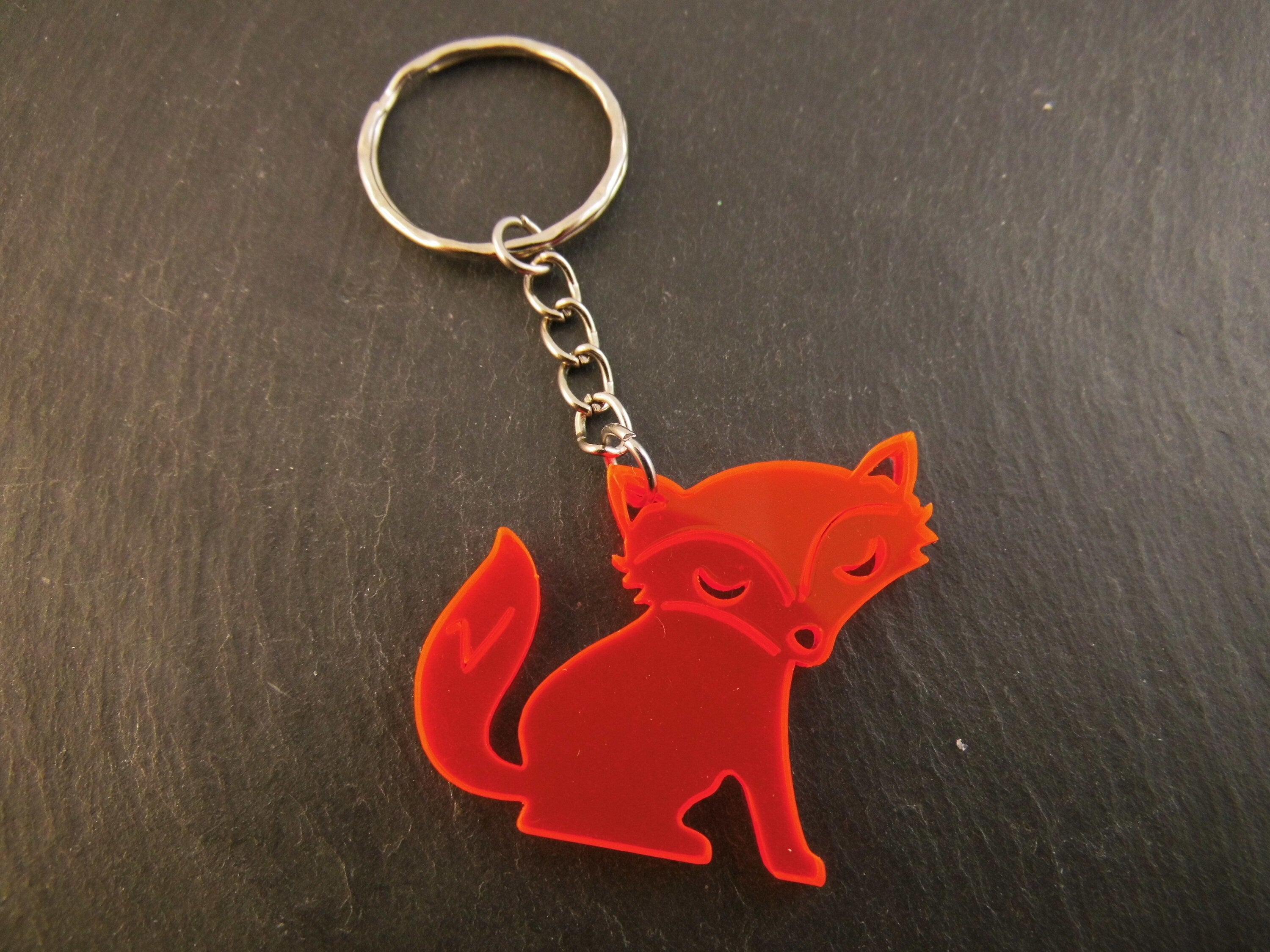 Schlüsselanhänger Fuchs Neon Orange Rot fluoreszierend Taschenbaumler